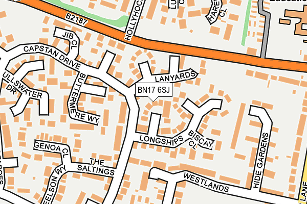 BN17 6SJ map - OS OpenMap – Local (Ordnance Survey)
