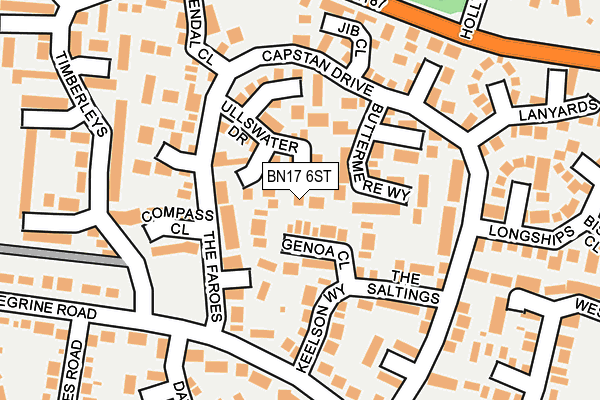 BN17 6ST map - OS OpenMap – Local (Ordnance Survey)