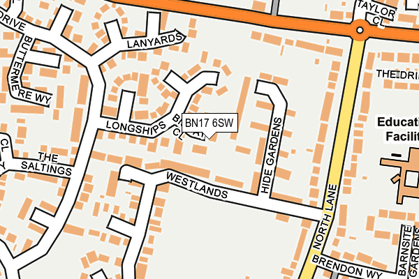 BN17 6SW map - OS OpenMap – Local (Ordnance Survey)