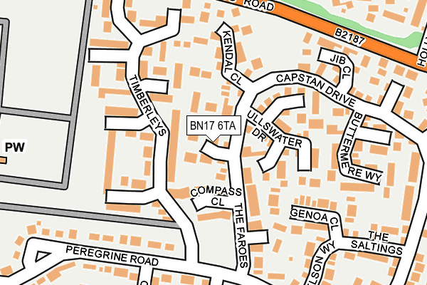 BN17 6TA map - OS OpenMap – Local (Ordnance Survey)