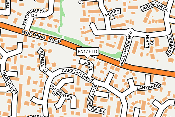 BN17 6TD map - OS OpenMap – Local (Ordnance Survey)