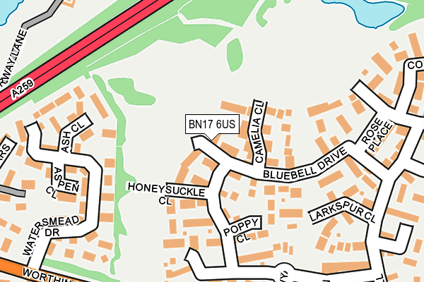 BN17 6US map - OS OpenMap – Local (Ordnance Survey)