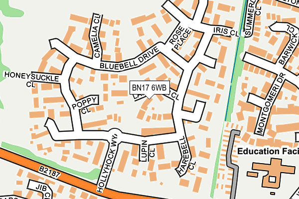 BN17 6WB map - OS OpenMap – Local (Ordnance Survey)
