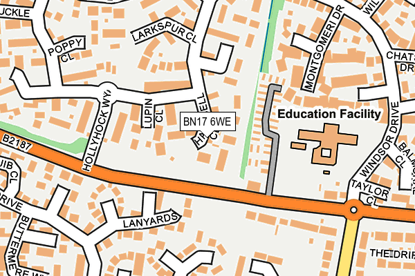 BN17 6WE map - OS OpenMap – Local (Ordnance Survey)
