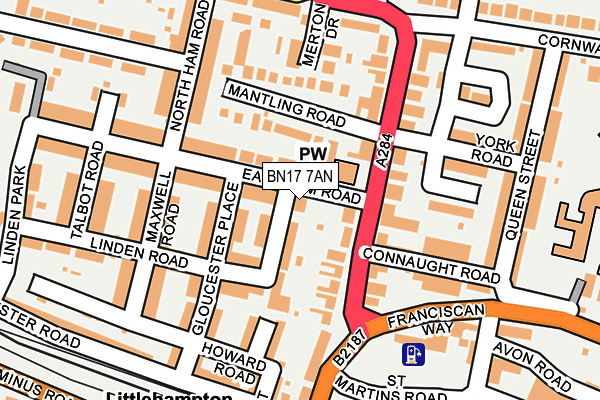 BN17 7AN map - OS OpenMap – Local (Ordnance Survey)