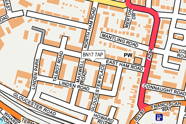 BN17 7AP map - OS OpenMap – Local (Ordnance Survey)