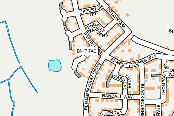 BN17 7AQ map - OS OpenMap – Local (Ordnance Survey)