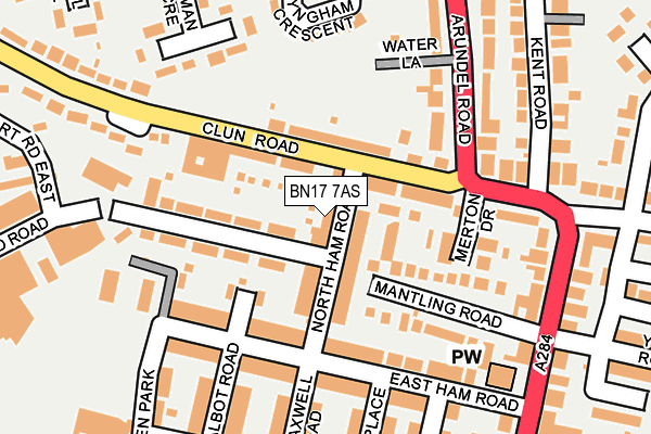 BN17 7AS map - OS OpenMap – Local (Ordnance Survey)