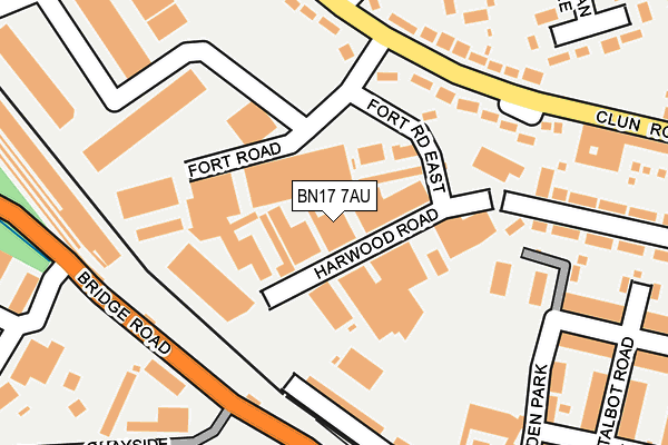 BN17 7AU map - OS OpenMap – Local (Ordnance Survey)