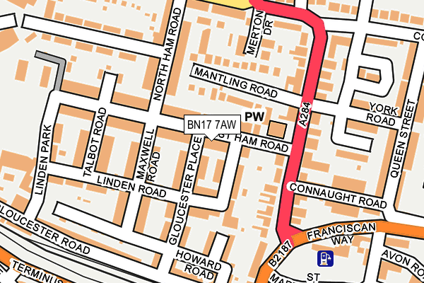 BN17 7AW map - OS OpenMap – Local (Ordnance Survey)