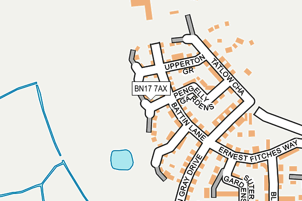 BN17 7AX map - OS OpenMap – Local (Ordnance Survey)