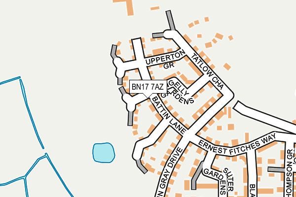 BN17 7AZ map - OS OpenMap – Local (Ordnance Survey)