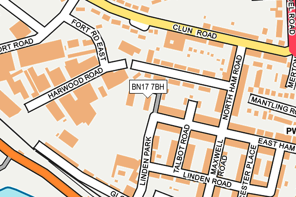 BN17 7BH map - OS OpenMap – Local (Ordnance Survey)