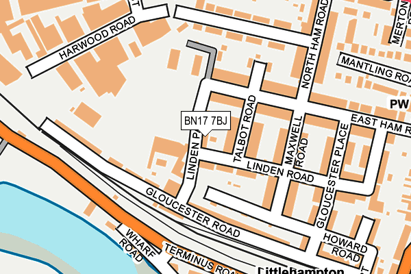 BN17 7BJ map - OS OpenMap – Local (Ordnance Survey)
