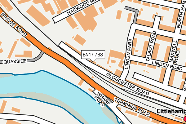 BN17 7BS map - OS OpenMap – Local (Ordnance Survey)
