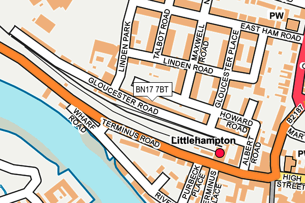 BN17 7BT map - OS OpenMap – Local (Ordnance Survey)