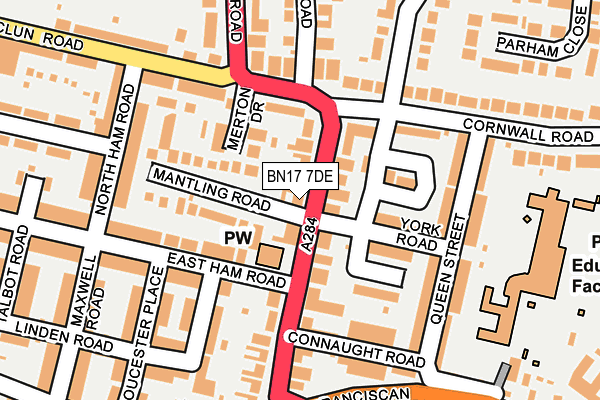 BN17 7DE map - OS OpenMap – Local (Ordnance Survey)