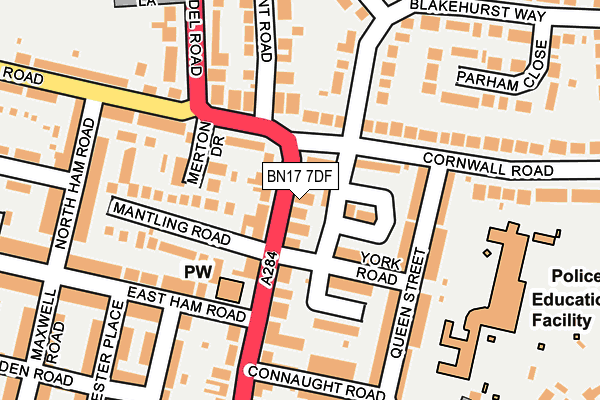 BN17 7DF map - OS OpenMap – Local (Ordnance Survey)