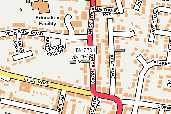 BN17 7DH map - OS OpenMap – Local (Ordnance Survey)