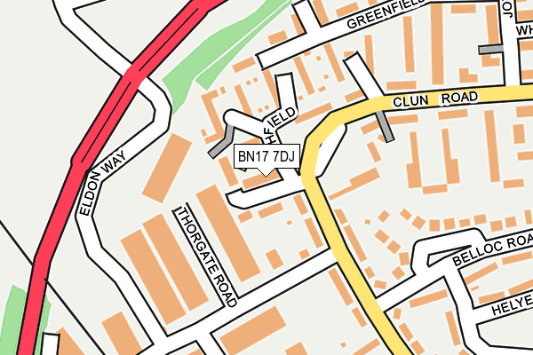 BN17 7DJ map - OS OpenMap – Local (Ordnance Survey)