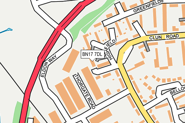 BN17 7DL map - OS OpenMap – Local (Ordnance Survey)