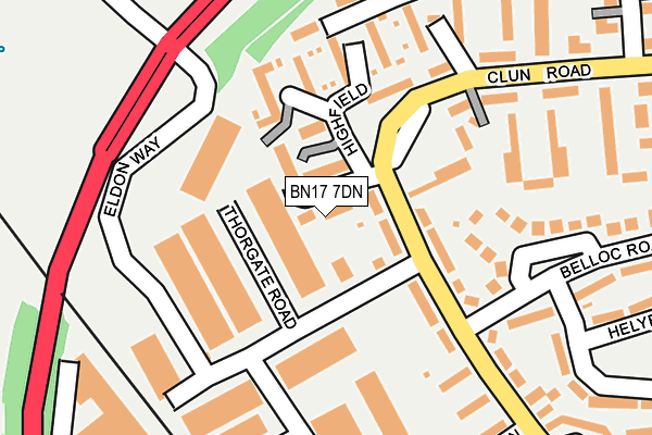 BN17 7DN map - OS OpenMap – Local (Ordnance Survey)