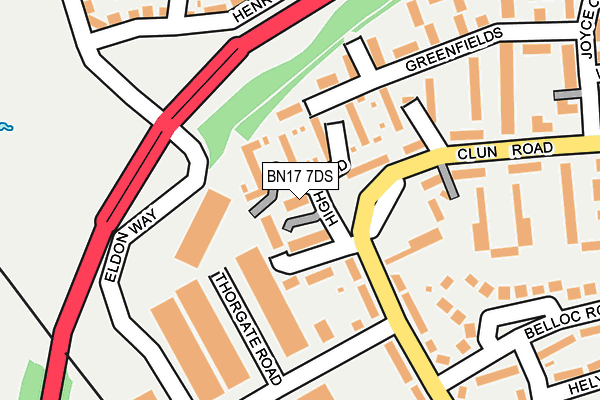 BN17 7DS map - OS OpenMap – Local (Ordnance Survey)