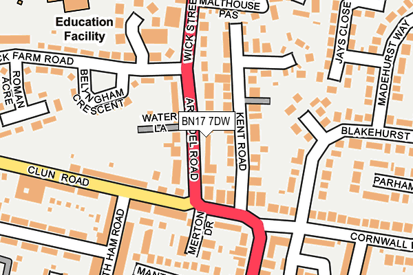 BN17 7DW map - OS OpenMap – Local (Ordnance Survey)