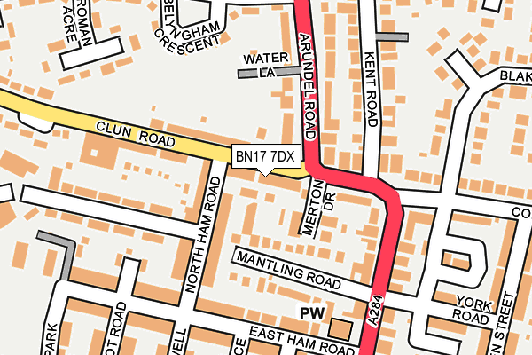 BN17 7DX map - OS OpenMap – Local (Ordnance Survey)