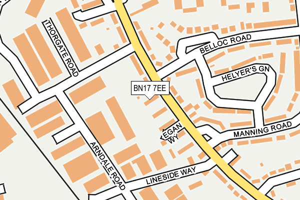 BN17 7EE map - OS OpenMap – Local (Ordnance Survey)