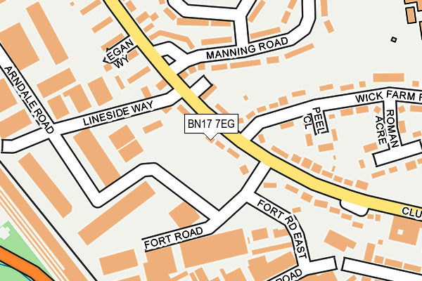 BN17 7EG map - OS OpenMap – Local (Ordnance Survey)