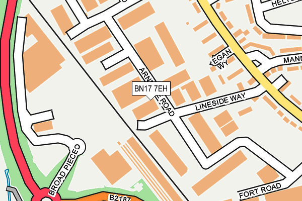 BN17 7EH map - OS OpenMap – Local (Ordnance Survey)