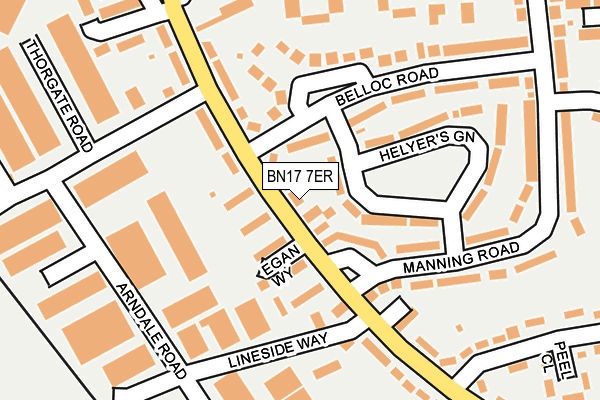 BN17 7ER map - OS OpenMap – Local (Ordnance Survey)