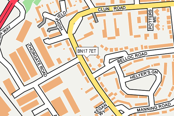 BN17 7ET map - OS OpenMap – Local (Ordnance Survey)