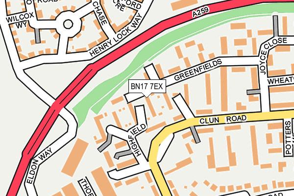 BN17 7EX map - OS OpenMap – Local (Ordnance Survey)