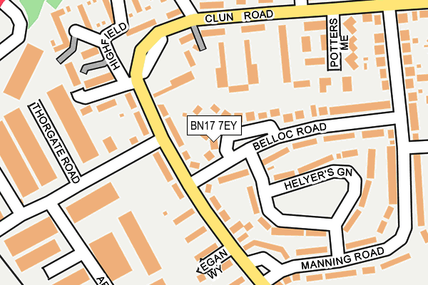 BN17 7EY map - OS OpenMap – Local (Ordnance Survey)