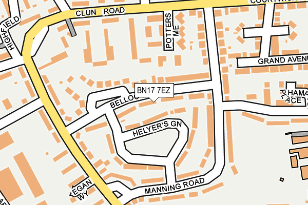 BN17 7EZ map - OS OpenMap – Local (Ordnance Survey)