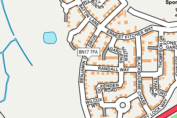 BN17 7FA map - OS OpenMap – Local (Ordnance Survey)