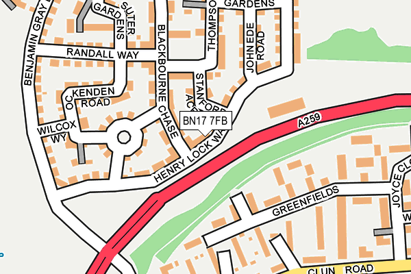 BN17 7FB map - OS OpenMap – Local (Ordnance Survey)