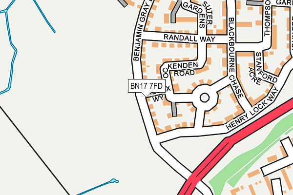 BN17 7FD map - OS OpenMap – Local (Ordnance Survey)