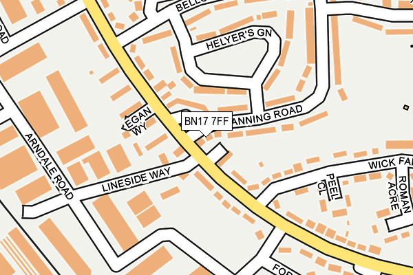 BN17 7FF map - OS OpenMap – Local (Ordnance Survey)