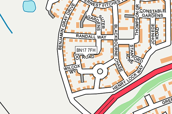 BN17 7FH map - OS OpenMap – Local (Ordnance Survey)