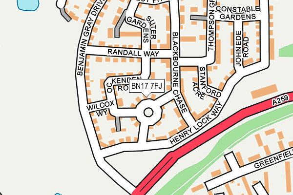 BN17 7FJ map - OS OpenMap – Local (Ordnance Survey)