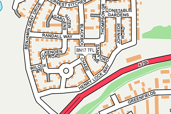 BN17 7FL map - OS OpenMap – Local (Ordnance Survey)