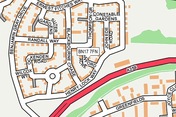 BN17 7FN map - OS OpenMap – Local (Ordnance Survey)