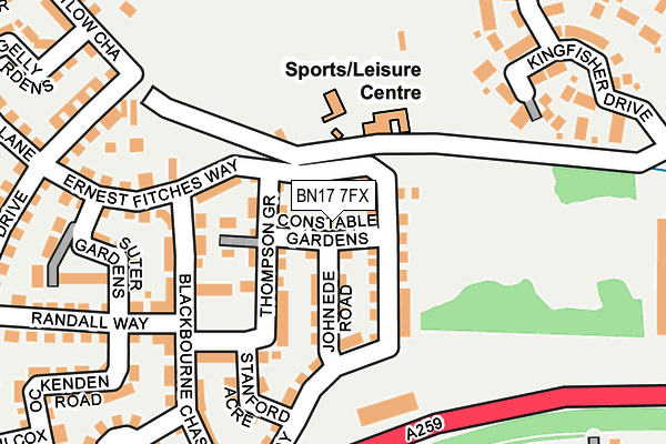 BN17 7FX map - OS OpenMap – Local (Ordnance Survey)