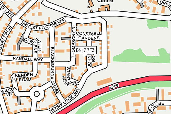 BN17 7FZ map - OS OpenMap – Local (Ordnance Survey)