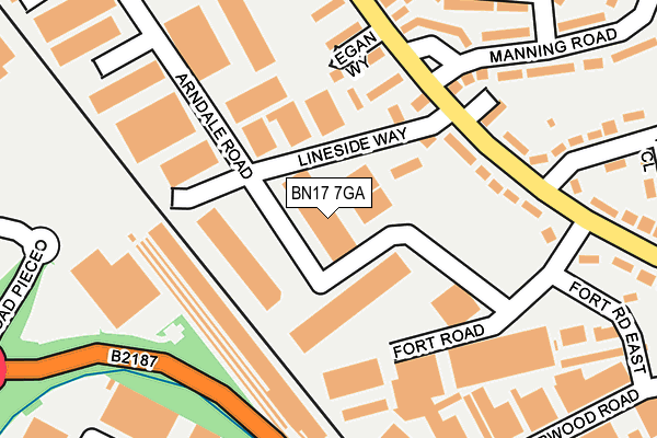 BN17 7GA map - OS OpenMap – Local (Ordnance Survey)
