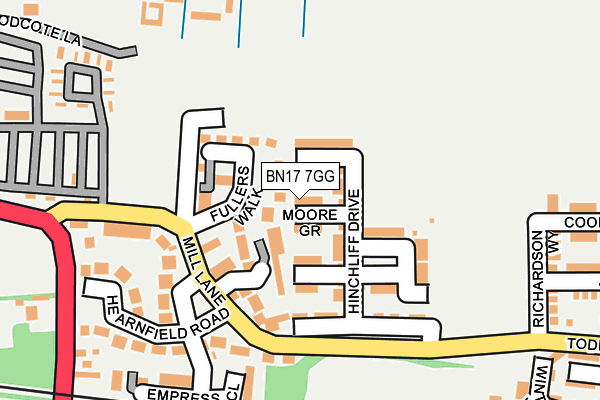 BN17 7GG map - OS OpenMap – Local (Ordnance Survey)