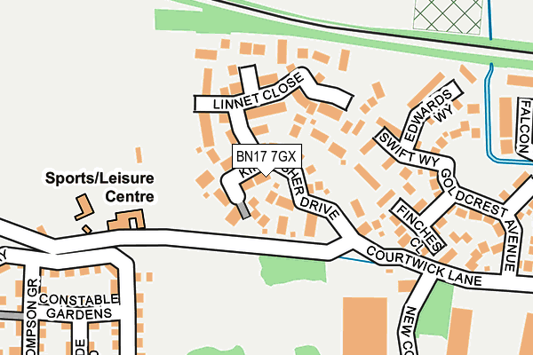 BN17 7GX map - OS OpenMap – Local (Ordnance Survey)